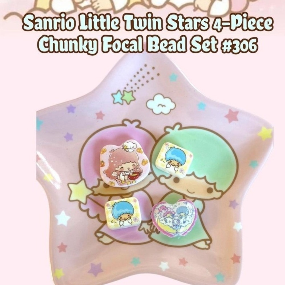 Sanrio Little Twin Stars 4-Piece Chunky Focal Bead Set new